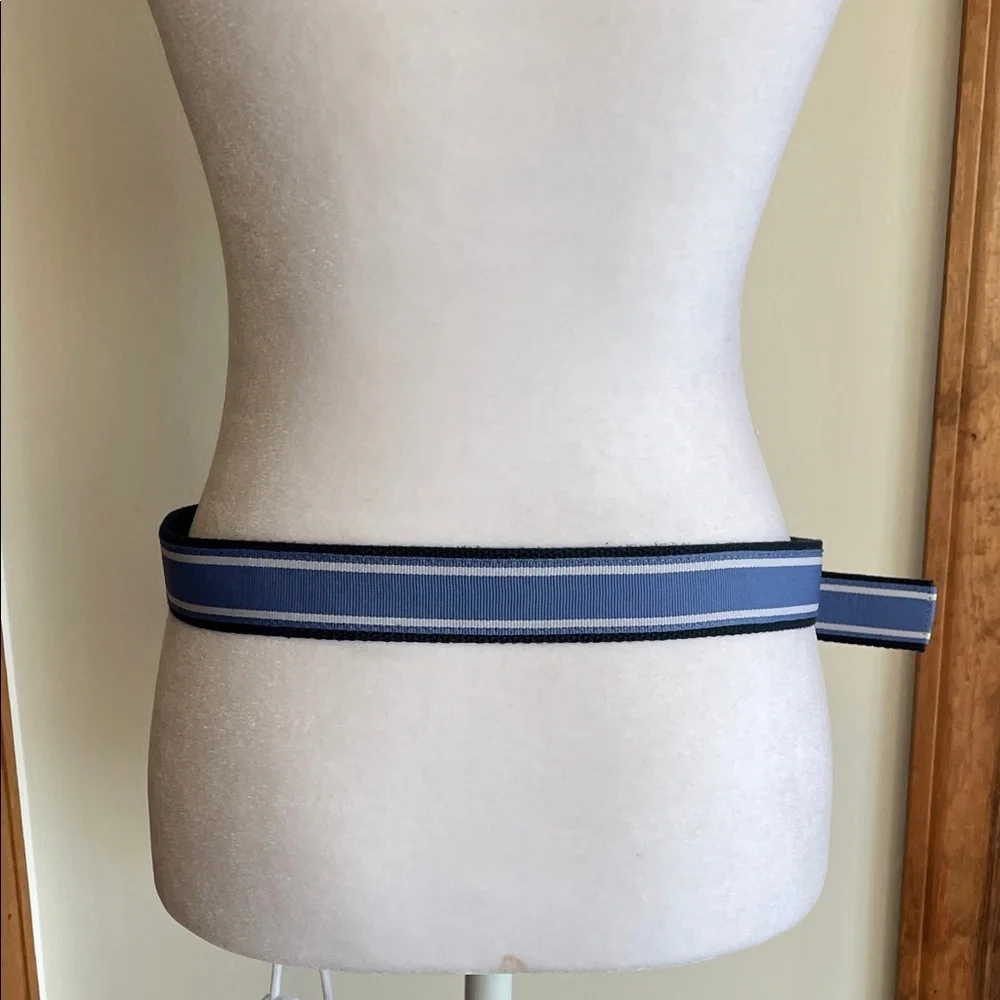 VINEYARD VINES D-Ring Webbed Cotton Navy and Light Blue Stripe Belt M - Picture 11 of 14